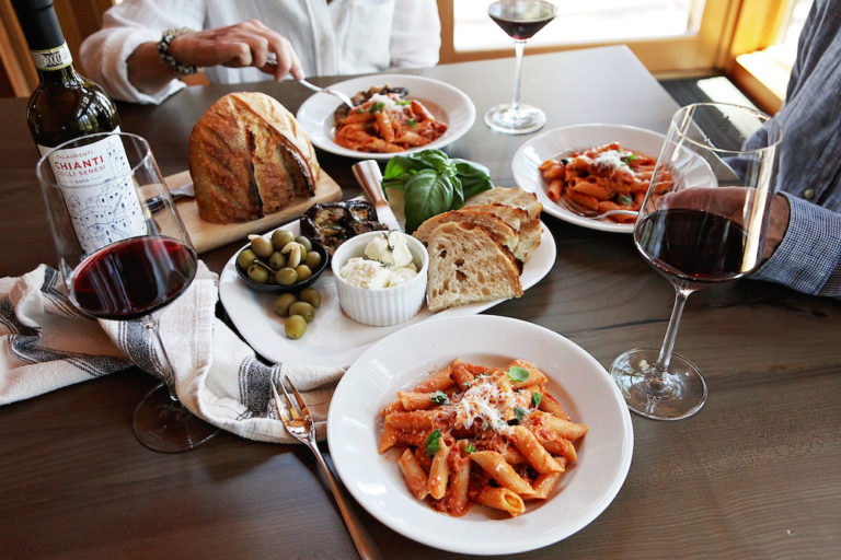 Penne with Tomato, Ricotta and Crispy Prosciutto